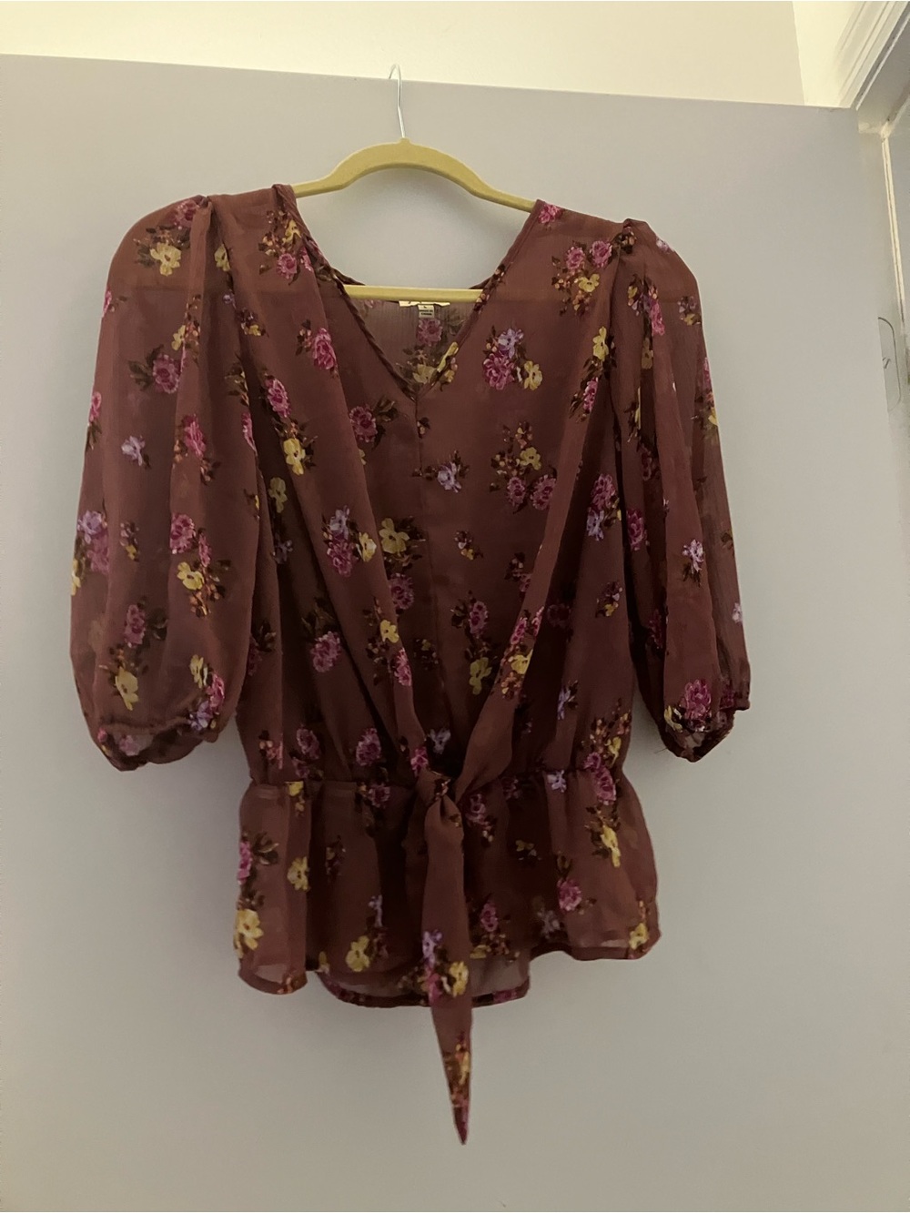 Purple floral blouse crop top